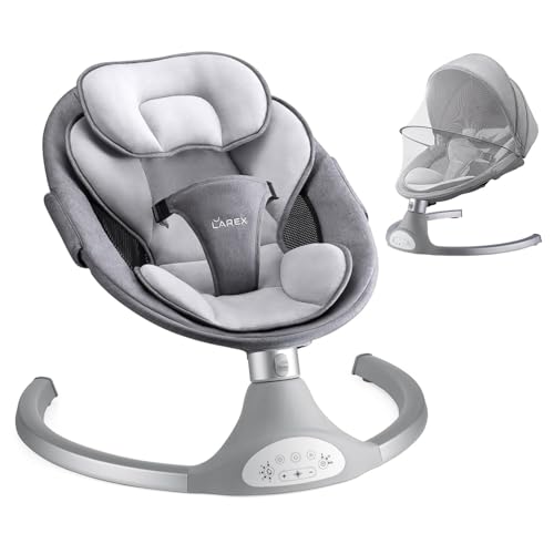 LAREX Baby Swing Infant Swing Electric Toddler Baby Rocker Portable for Newborn Boy Girl, 5 Sway Speeds with Remote Control