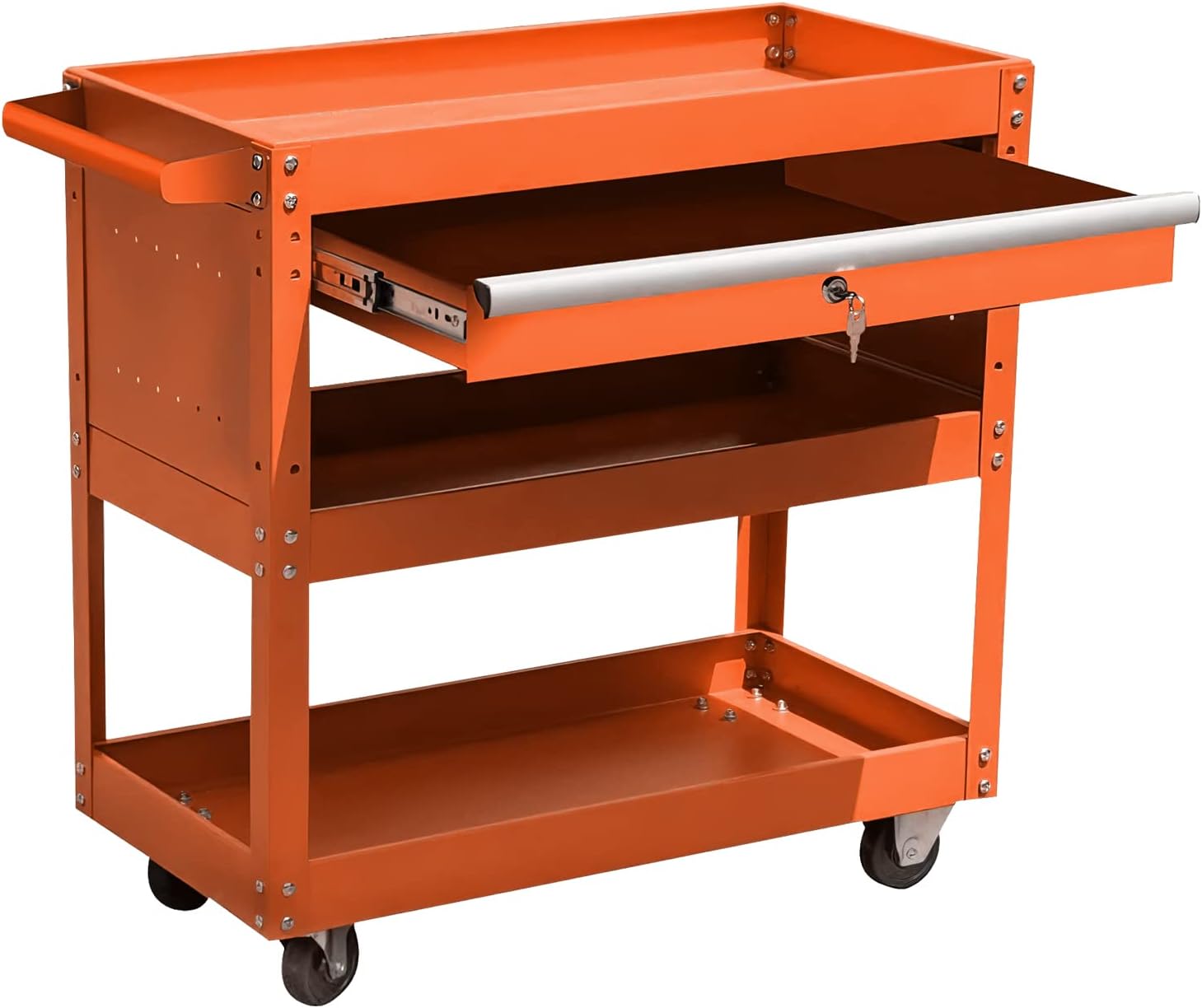 HGB Big Capacity Tool Cart,3 Tier Rolling Multifunction Tool Cart on Wheels Tool Organizer with Lockable Storage Drawer Tool Cart for Mechanics