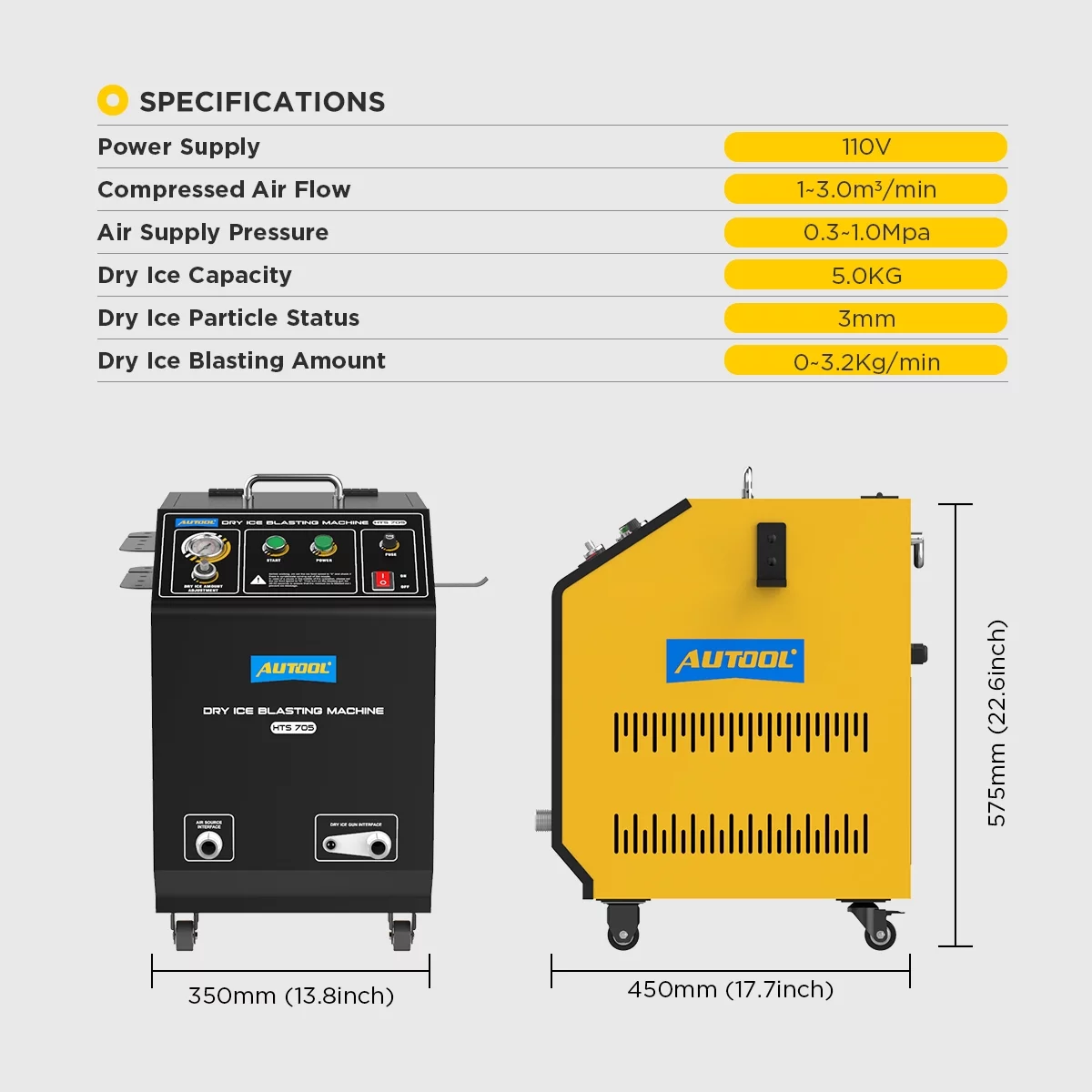AUTOOL HTS705 Automotive Dry Ice Blasting Cleaning Machine Car Engine Carbon Deposit Cleaning Exhaust Pipe Cleaner 110V/220V Dry Ice Cleaning Machine