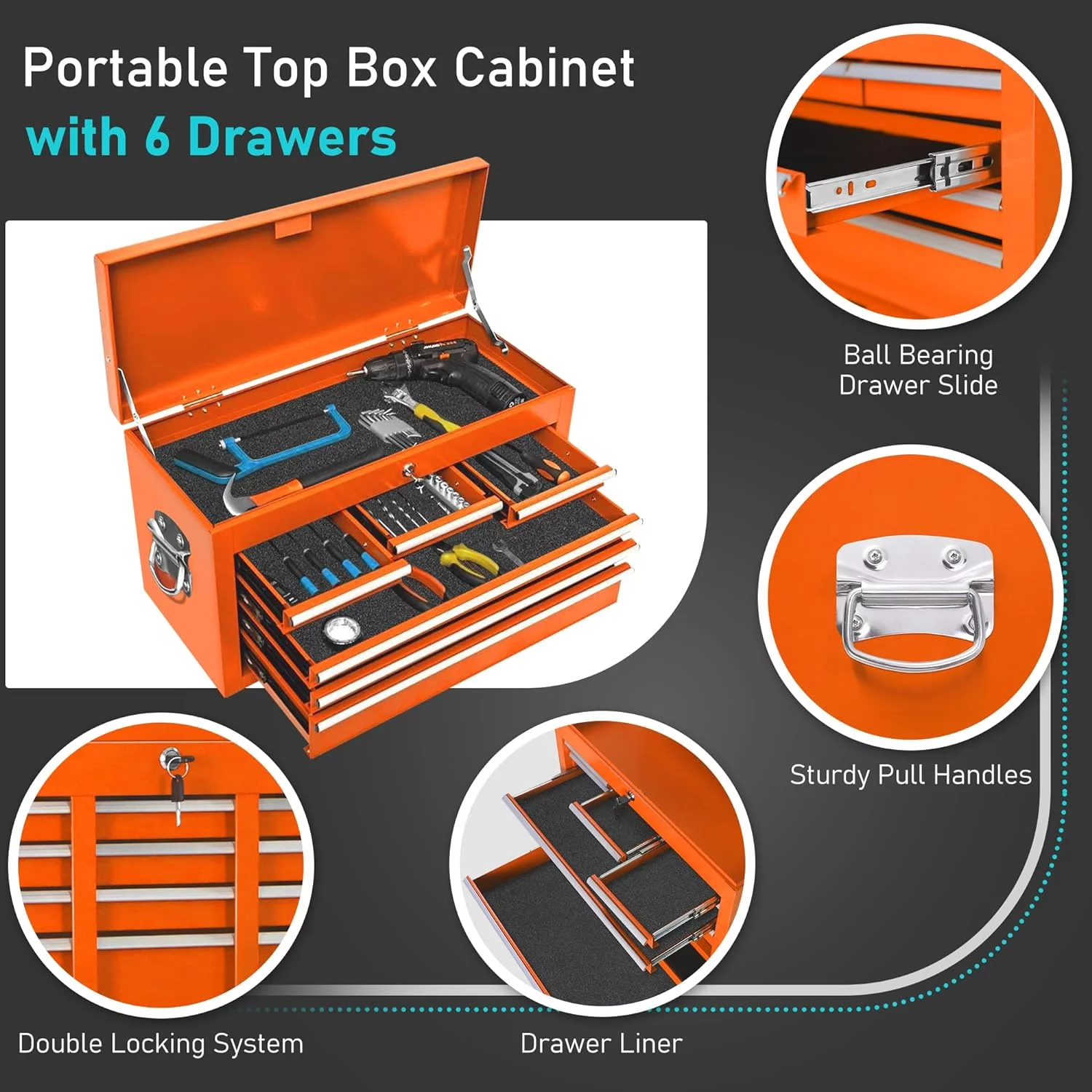 2-IN-1  Tool Chest & Cabinet, Large Capacity 8-Drawer Rolling Tool Box Organizer with Wheels Lockable Craft, Black