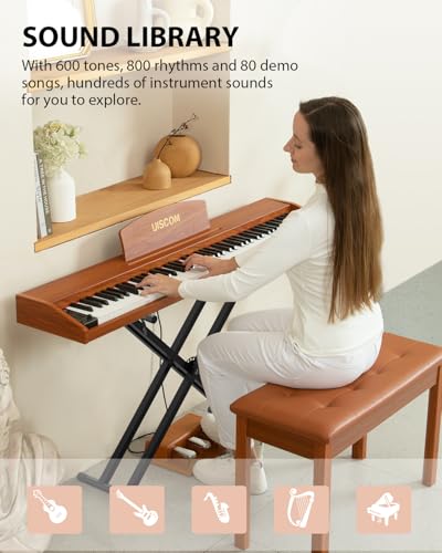 Digital Piano Keyboard for Beginners,Full Size 88 Key Semi-Weighted Keyboard Electric Piano with Stand,Power Adapter,Sheet Music Stand,Pedal