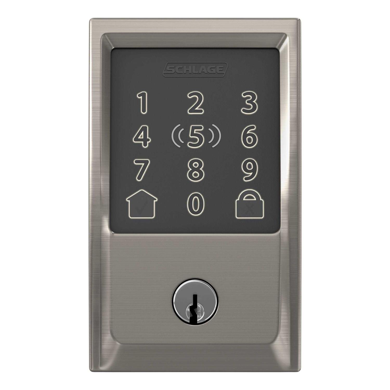 Schlage Encode Plus Satin Nickel Metal WiFi Deadbolt with Century Trim BE499WBVCEN619 - Shop Hardware Tools Online Store