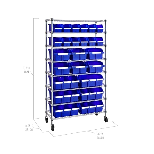 Seville Classics Heavy Duty NSF Bin Rack Solid Steel Wire Shelving Storage Unit, Patented Organizer for Garage, Warehouse, Office, Restaurant