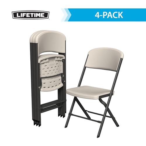 Lifetime Folding Chairs, Heavy Duty Foldable Chair Contoured for Comfort, 4-Pack