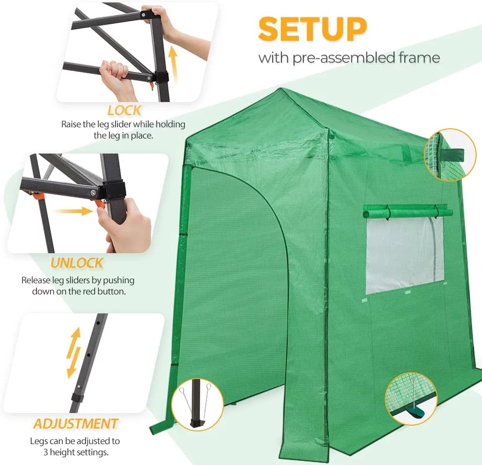 EAGLE PEAK 10'x 5' Portable Lean to Walk-in Greenhouse Instant Pop-up Fast Setup Indoor Outdoor Plant Gardening Green House Canopy