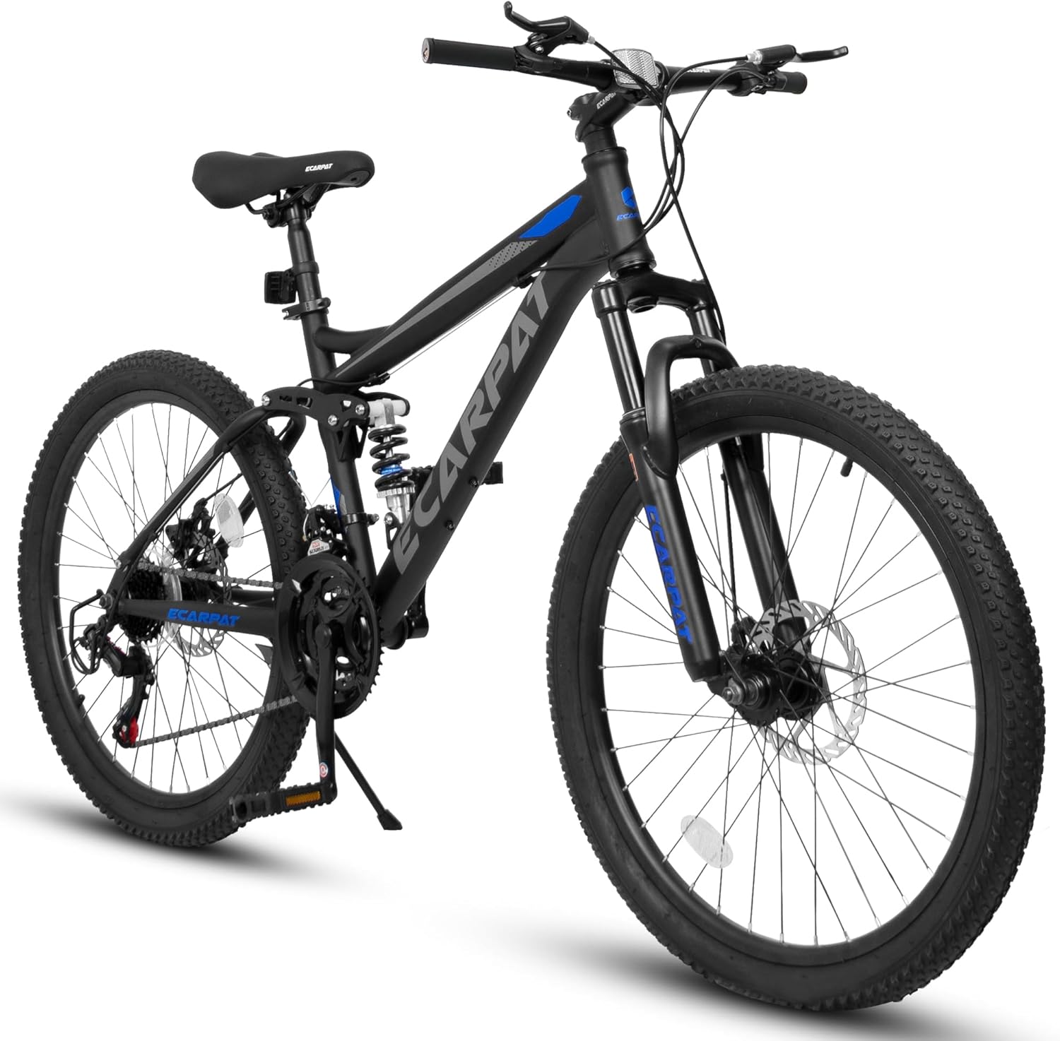 Full Dual Suspension 26 Inch Mountain Bike, 21-Speed Disc Brake, Front Fork Rear Shock Absorber Carbon Steel Frame Mountain Bike