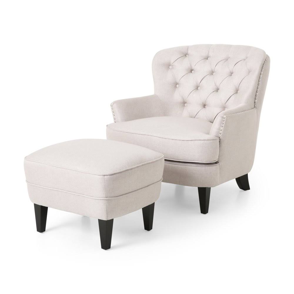 Tafton Tufted Club Chair and Ottoman Gray