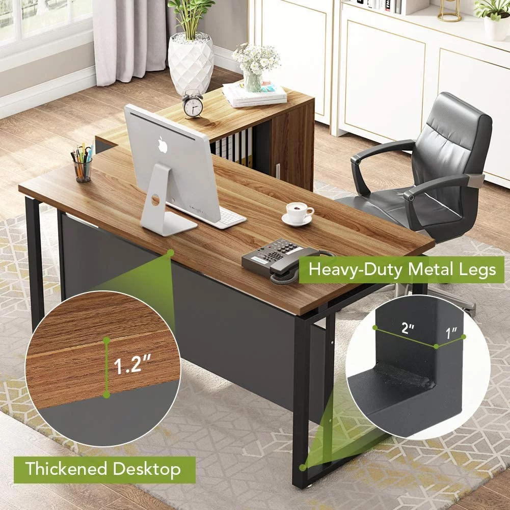 Tribesigns L-Shaped Computer Desk, 55 inch Executive Desk Business Furniture with 39” File Cabinet