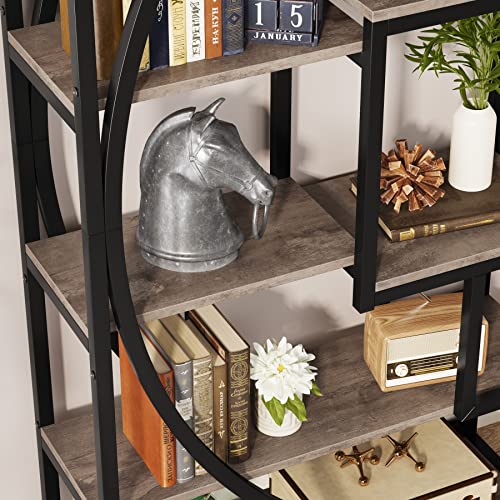 Tribesigns Bookshelf, Industrial 5-Tier Etagere Bookcase, 70.8 inch Tall Bookshelf with 8 Open Storage Shelf