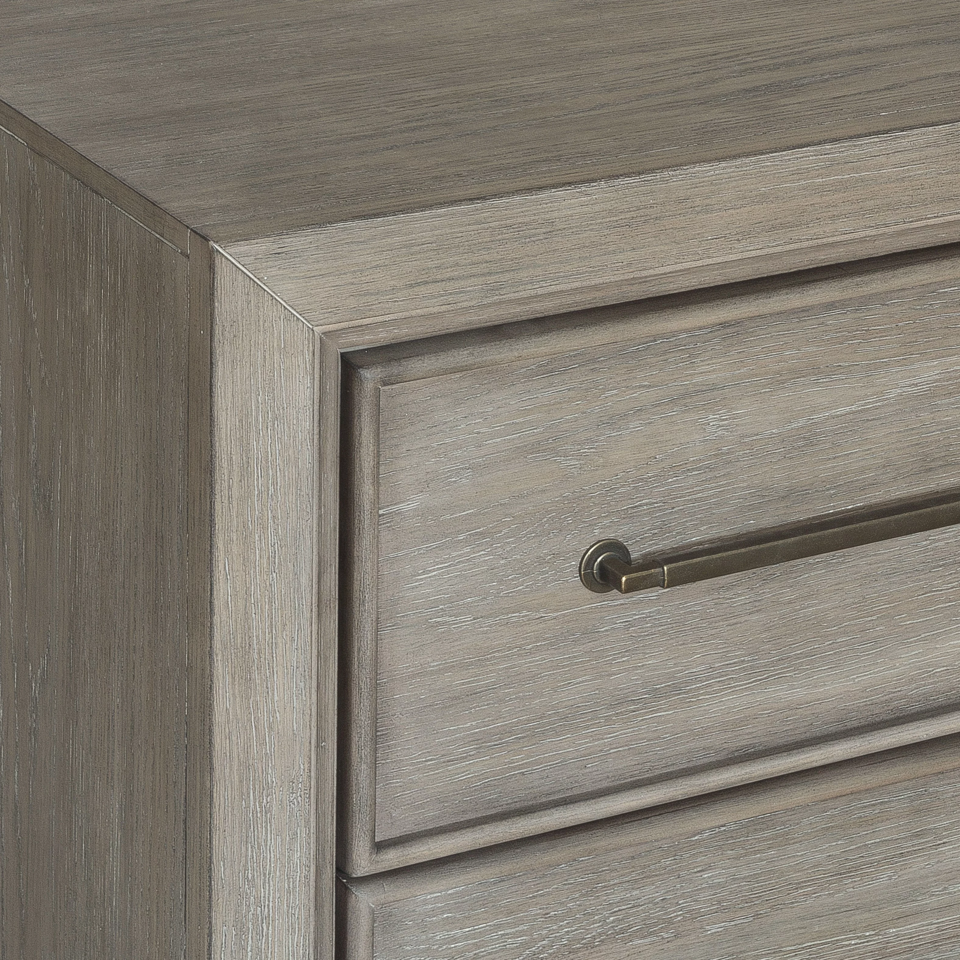 Ennesley Gray Wood Bedroom Set with Upholstered Panel Queen Bed, Dresser, Mirror, 2 Nightstand, and Chest