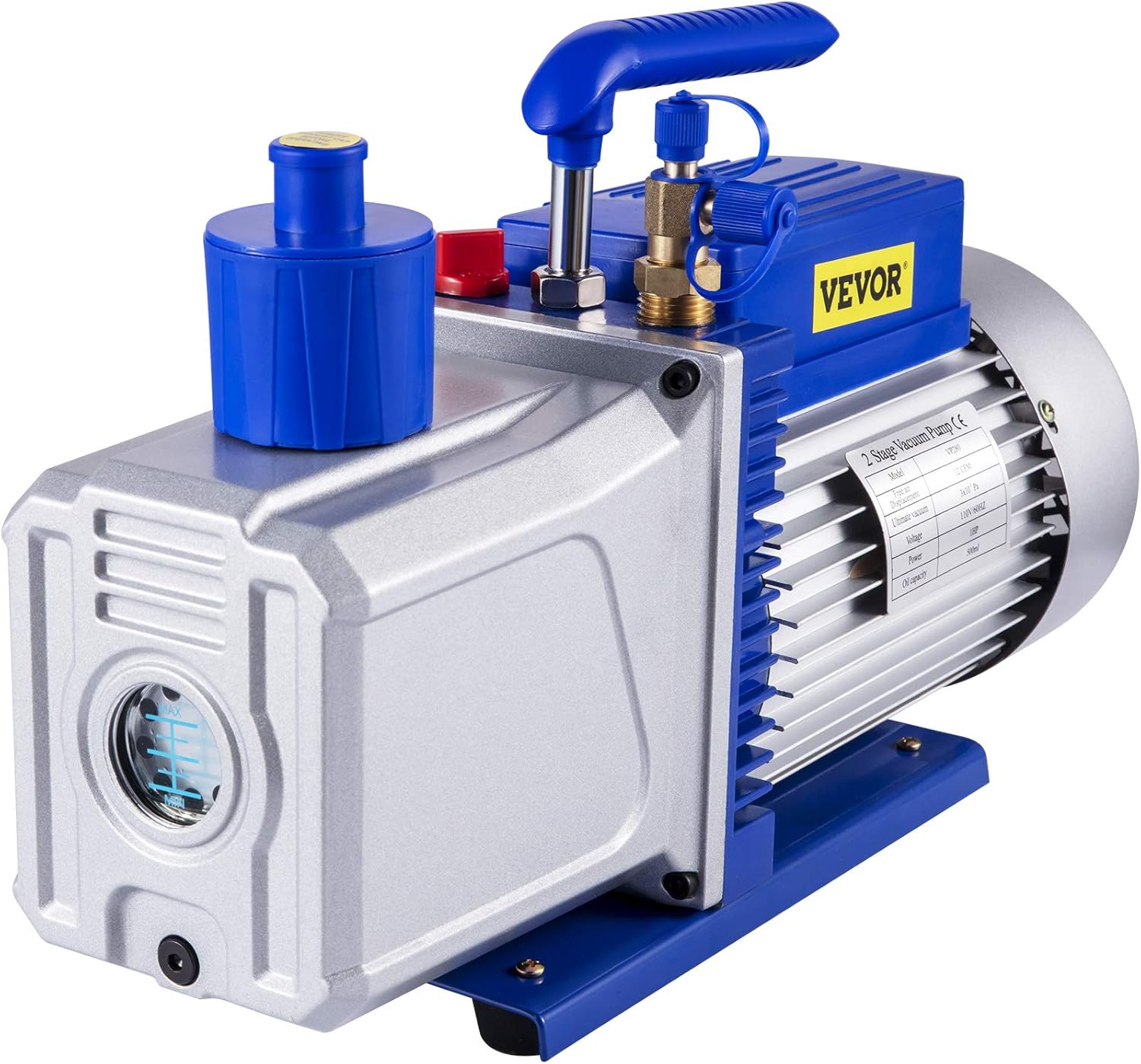 VEVOR Vacuum Pump 12 CFM 1 HP Double Stage Air Conditioning Vacuum Pump 110V Ultimate Vacuum Refrigerant HVAC Air Tool for Automobile Reparation