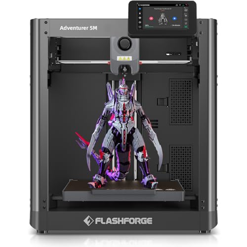 FLASHFORGE Adventurer 5M 3D Printer with Fully Auto Leveling System, Max 600mm/s High-Speed, 280℃ Quick-Detach Nozzle