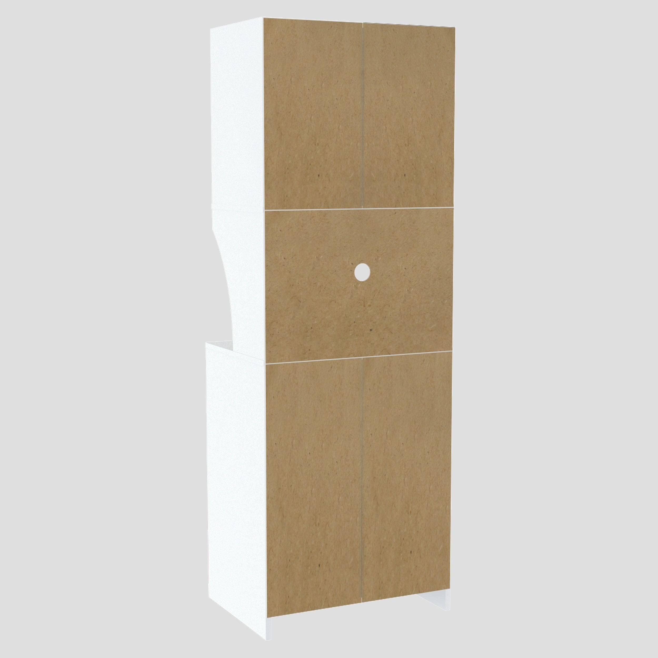 Inval Galley Kitchen/Microwave 4-Door Storage Cabinet, White u0026 Vienes Oak