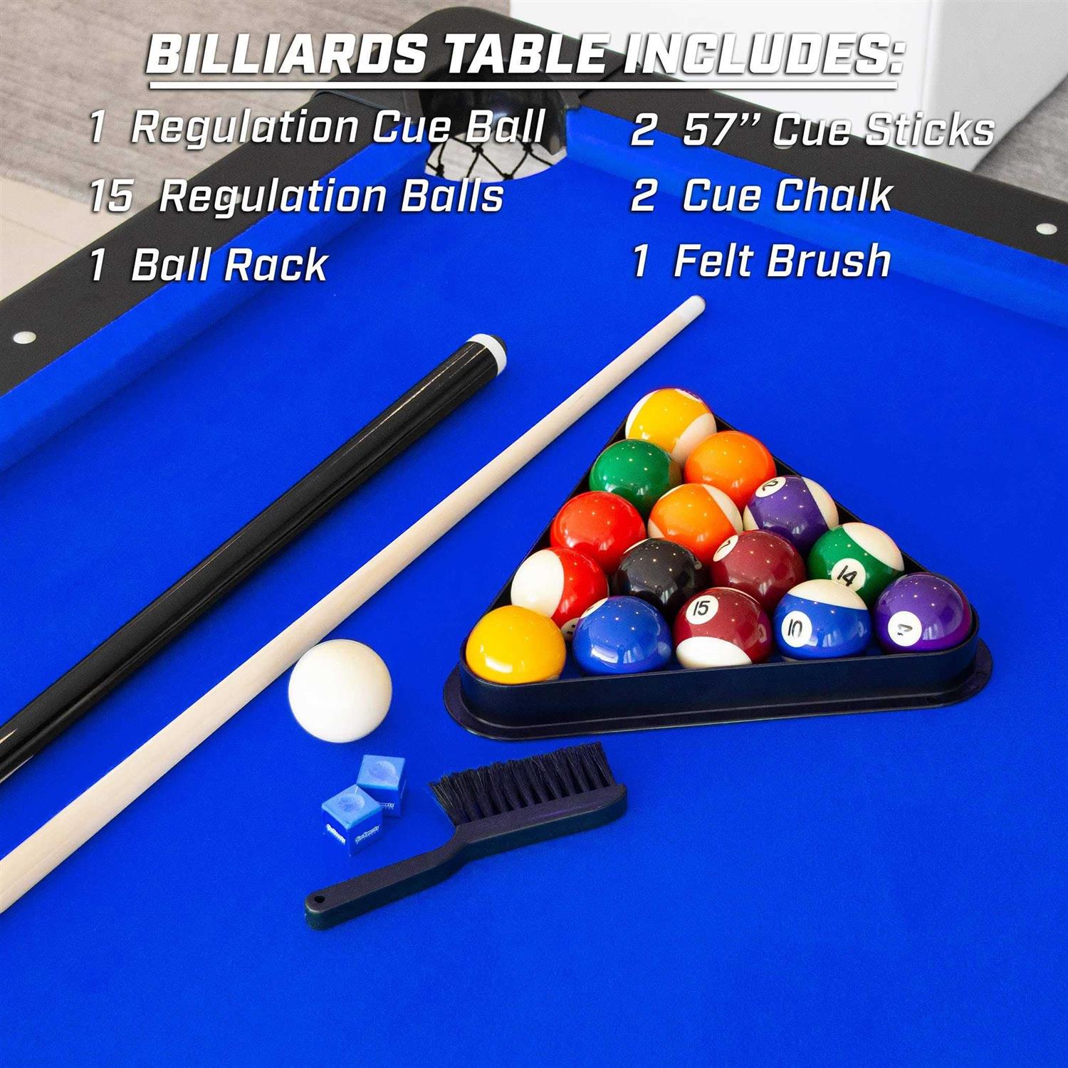 GoSports Billiards Table Portable Pool Table Includes Full Set of Balls 2 Cue Sticks Chalk and Felt Brush - Sports Supplies Online Store