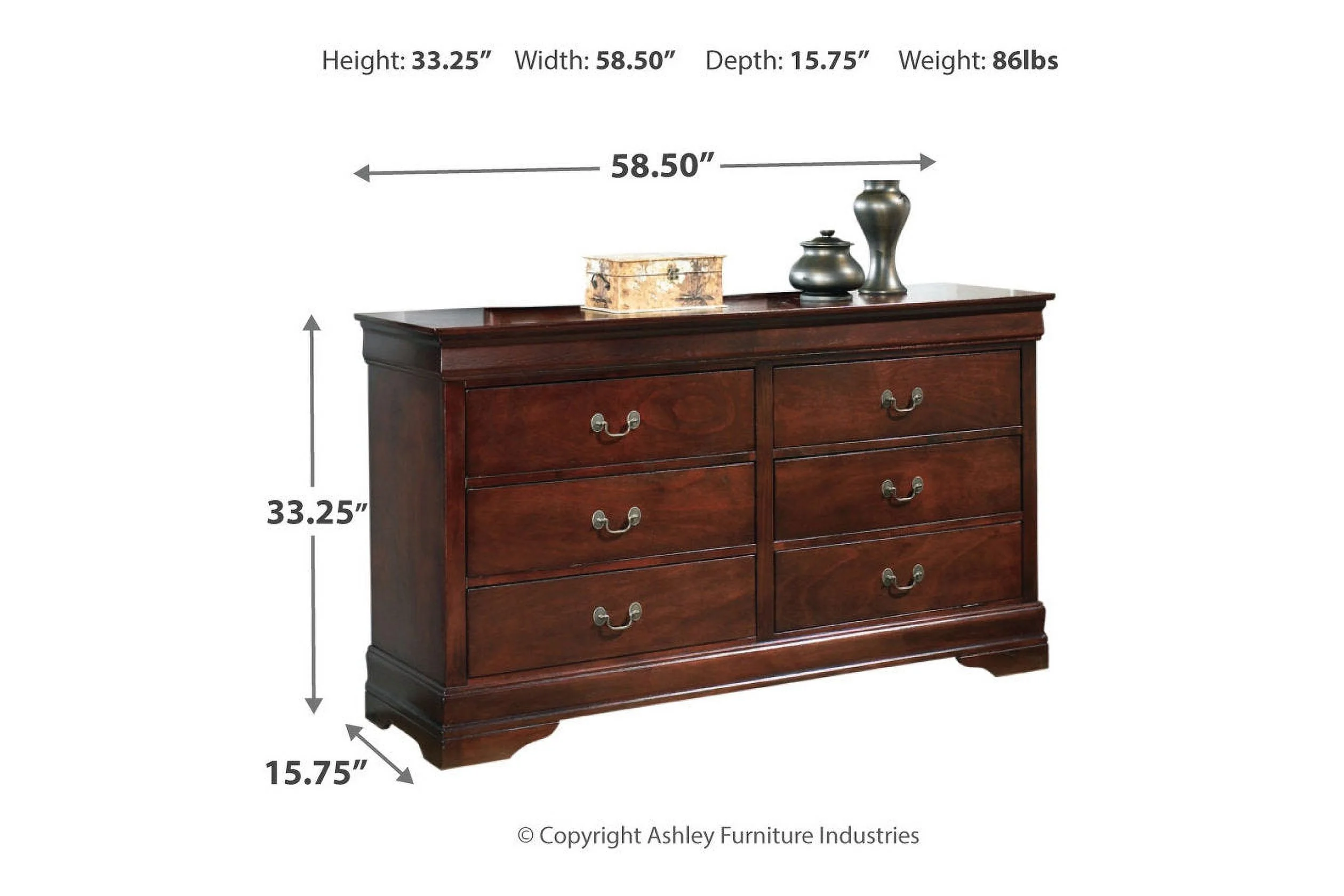 Signature Design by Ashley Alisdair 6-Drawer Double Dresser in Brown