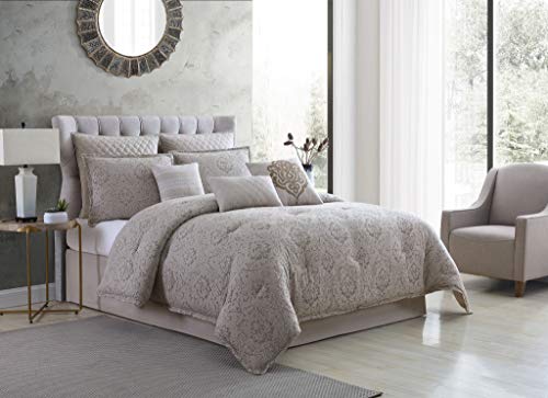 Riverbrook Home 100% Polyester Comforter Set, Queen, Hillcrest - Ivory/Gold, 9 Piece Set
