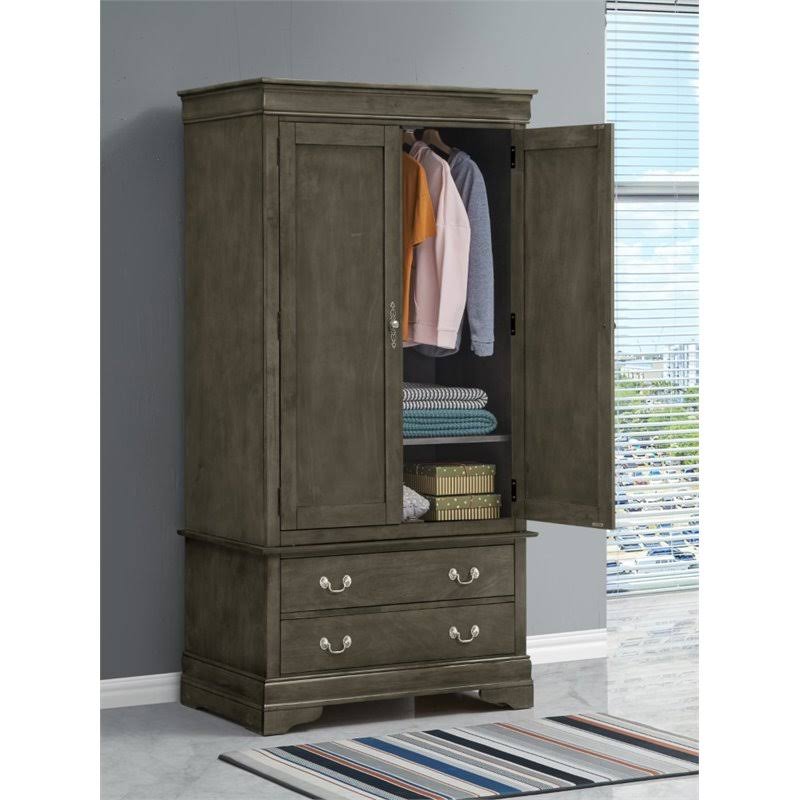 Glory Furniture Louis Phillipe G3105-A Armoire, Gray