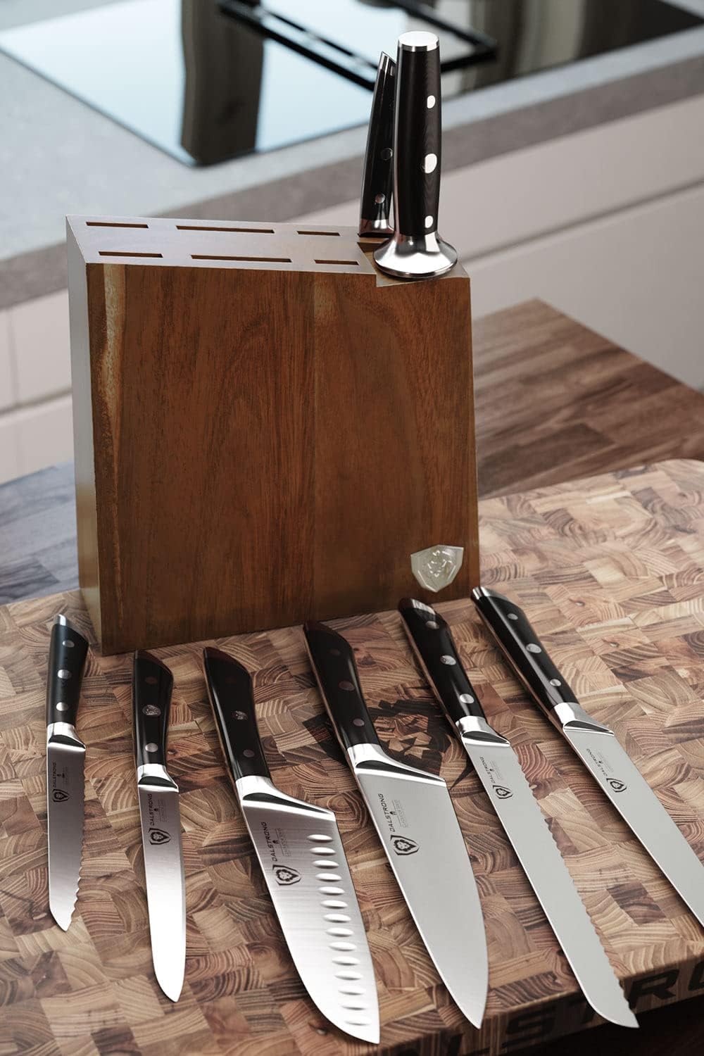 Dalstrong Knife Set Block - 8 Piece - Gladiator Series - German High Carbon Steel Kitchen Knife - Premium Food-Grade Black ABS Polymer Handles