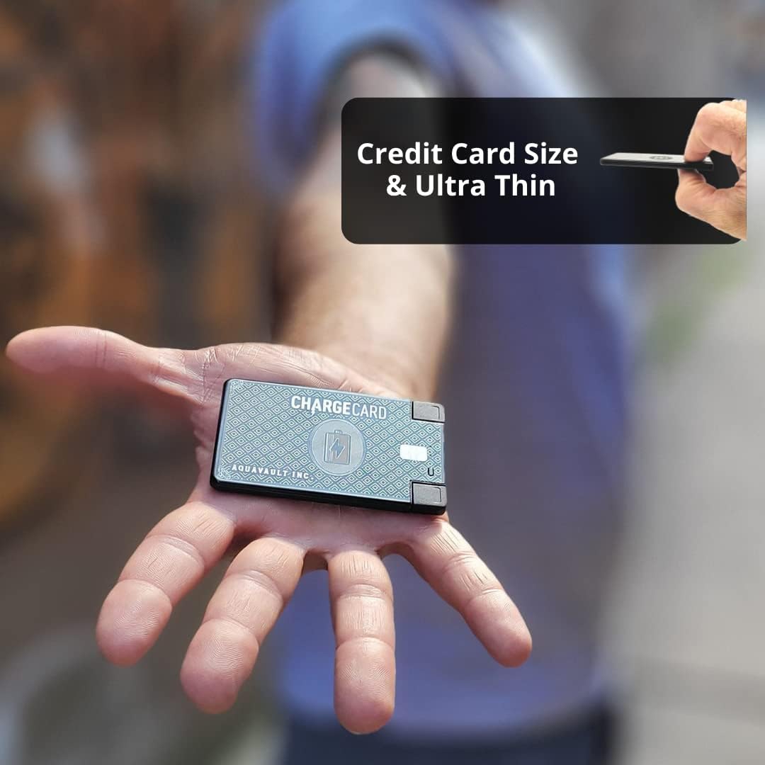 ChargeCard. Ultra-Thin Credit Card Sized Portable Charger & Battery Bank. (2300mAh/ 1.5A Fast Charge). External Battery Phone Charger That has