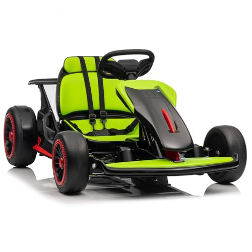 Kids Go Kart, Ride On Drift Kart with Dual 200W Motors, 24V Battery Powered Electric Drift Car, Outdoor 2-Speed Ride On Racing Toy for Boys Girls 6+