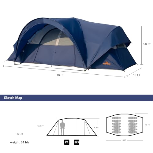 ASFANES 2-12 Person Tents for Camping Waterproof, Backpack Double Layer Camping Tents, Perfect Picnics, Fishing and Backyard Camping