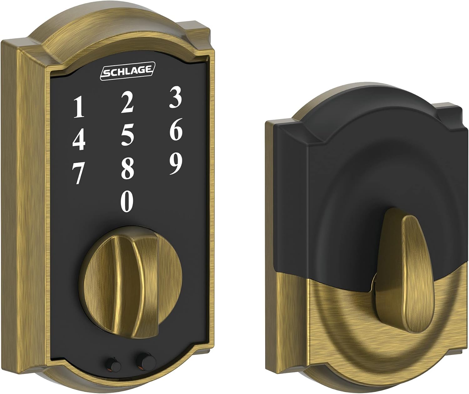 Schlage BE375 CAM 619 Touch Camelot Deadbolt, Electronic Keyless Entry Lock, Satin Nickel