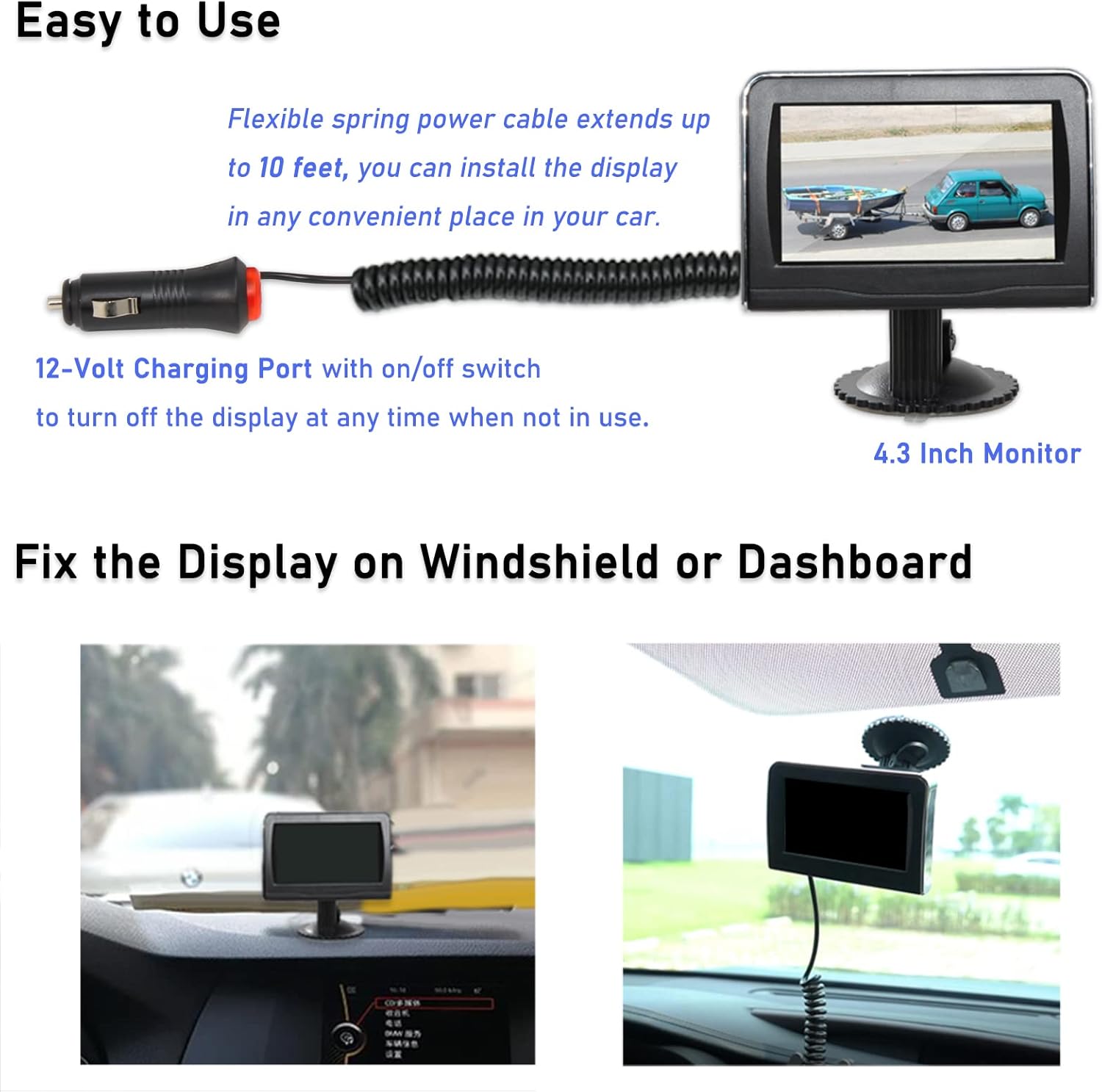 EWAY WiFi Wireless Magnetic Trailer Hitch Backup Rear View Camera & 4.3 inch LCD Monitor Safety Battery Powered for Gooseneck Horse Boat Travel