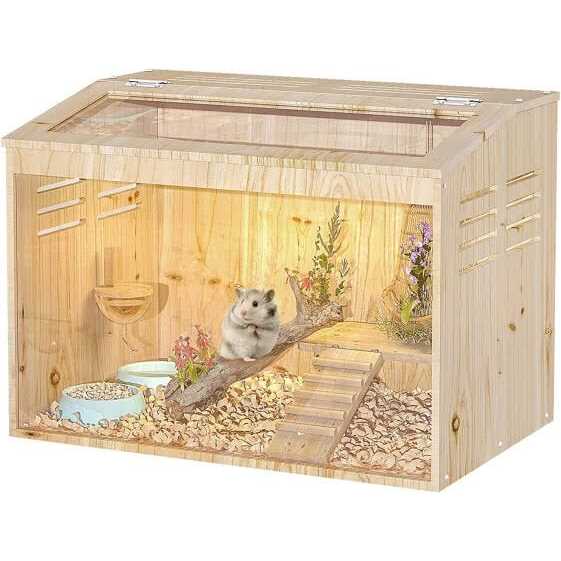 PawHut Wooden Hamster Cage Small Animals Pet Rodent Mouse Guinea - Pet Supplies online store