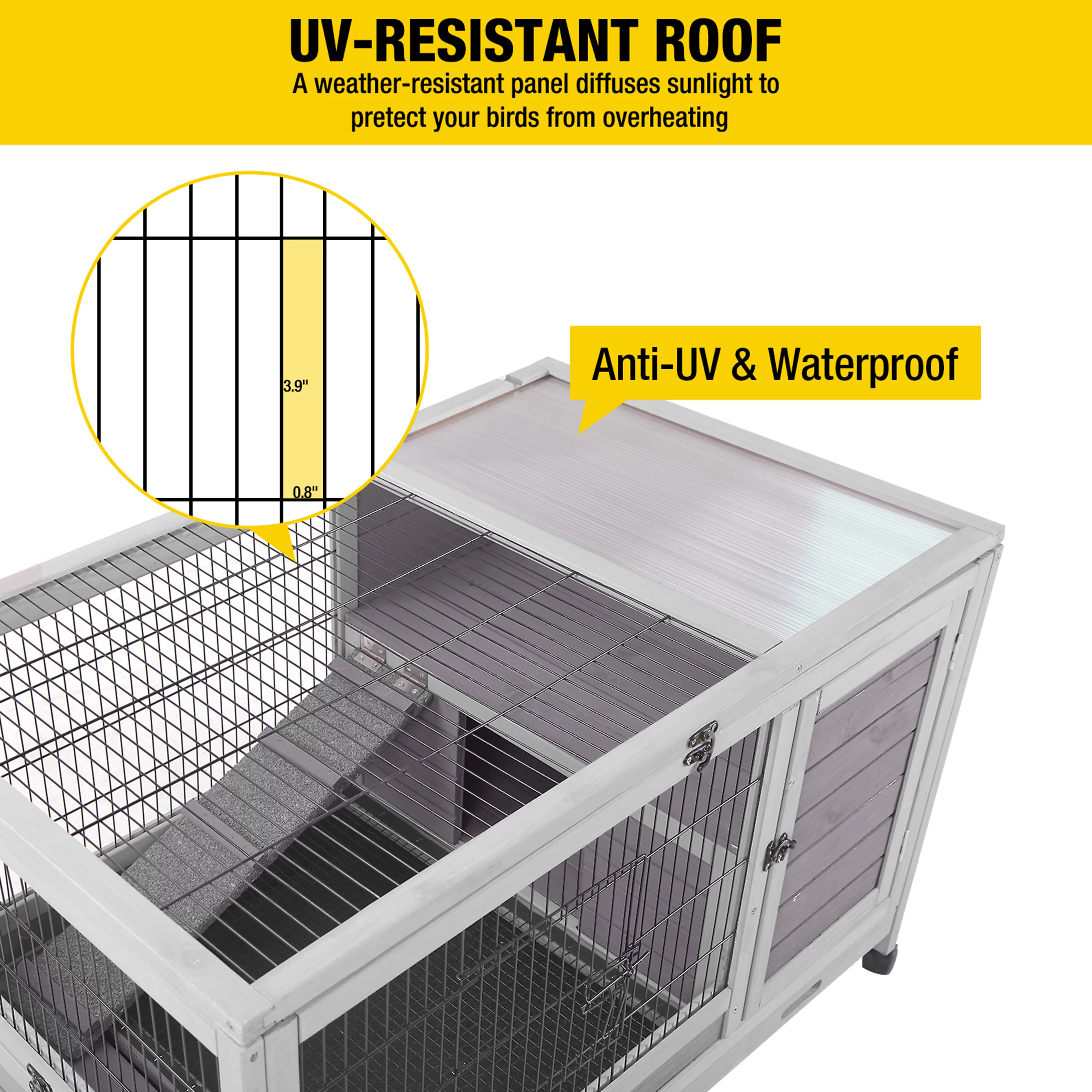 Morgete Rabbit Hutch Guinea Pig Cage Bunny House on Wheels Hamster Cage with Tray