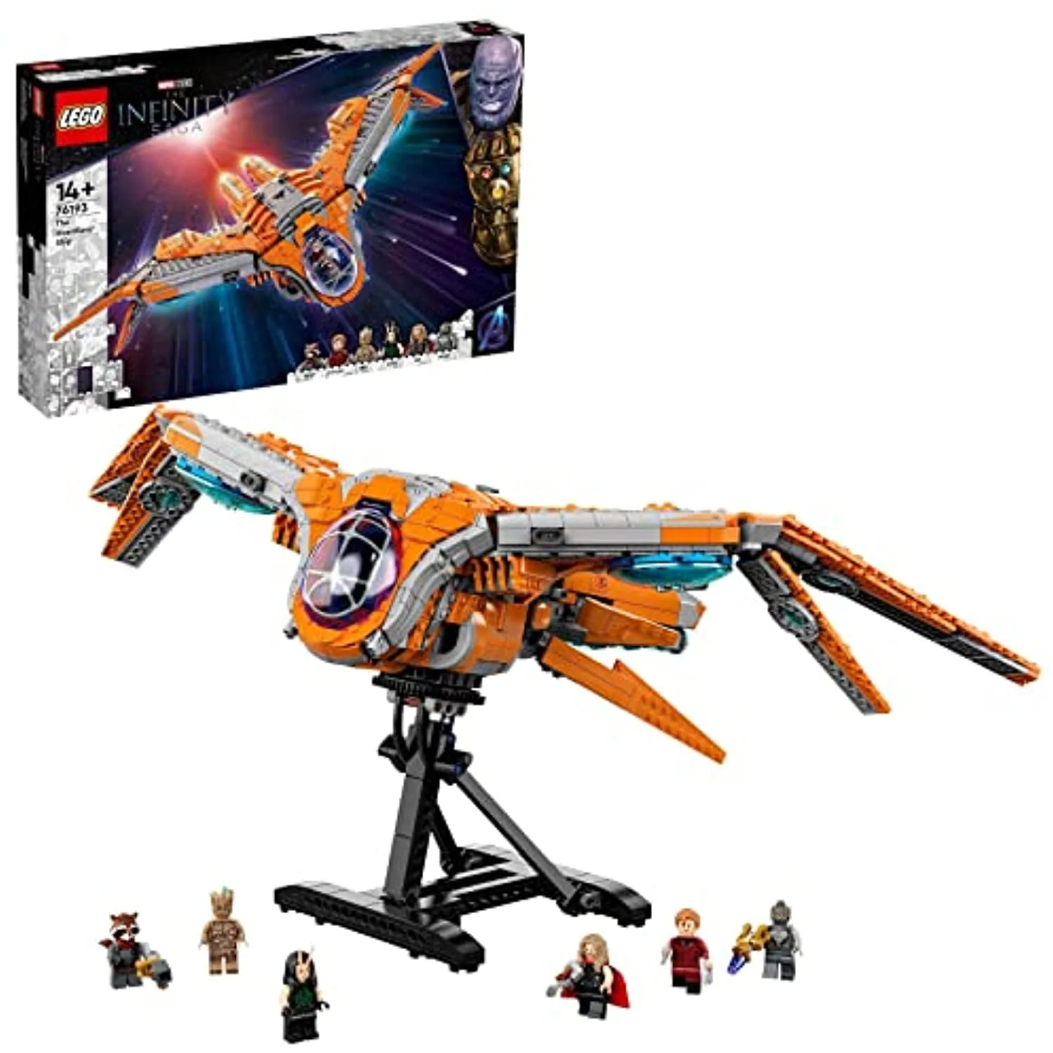 LEGO 76193 Marvel The Guardians' Ship Large Building Set, Avengers Spaceship Model with Thor & Star-Lord Minifigures