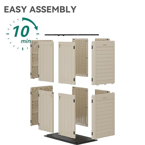 YITAHOME 60 cuft Vertical Outdoor Storage Shed w/o Shelf, Large Waterproof Storage Cabinet for Garden Shed, Tall Outdoor Storage Shed for Garage
