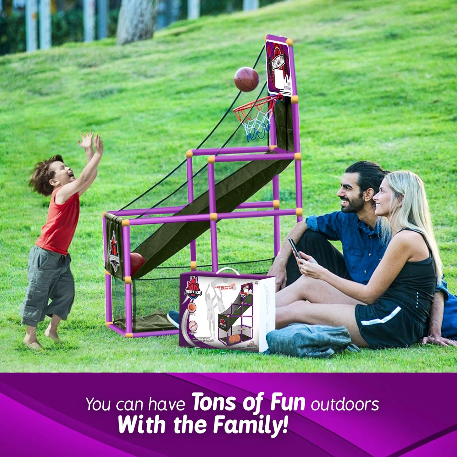 BESTKID BALL Indoor Arcade Basketball Hoop - Basketball Game for Kids and Adults Includes 2 Basketballs and Air Pump