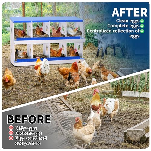 Garvee Chicken Nesting Box with Removable Tray, 8 Compartment Nesting Boxes for Chickens, Easy to Clean and Install