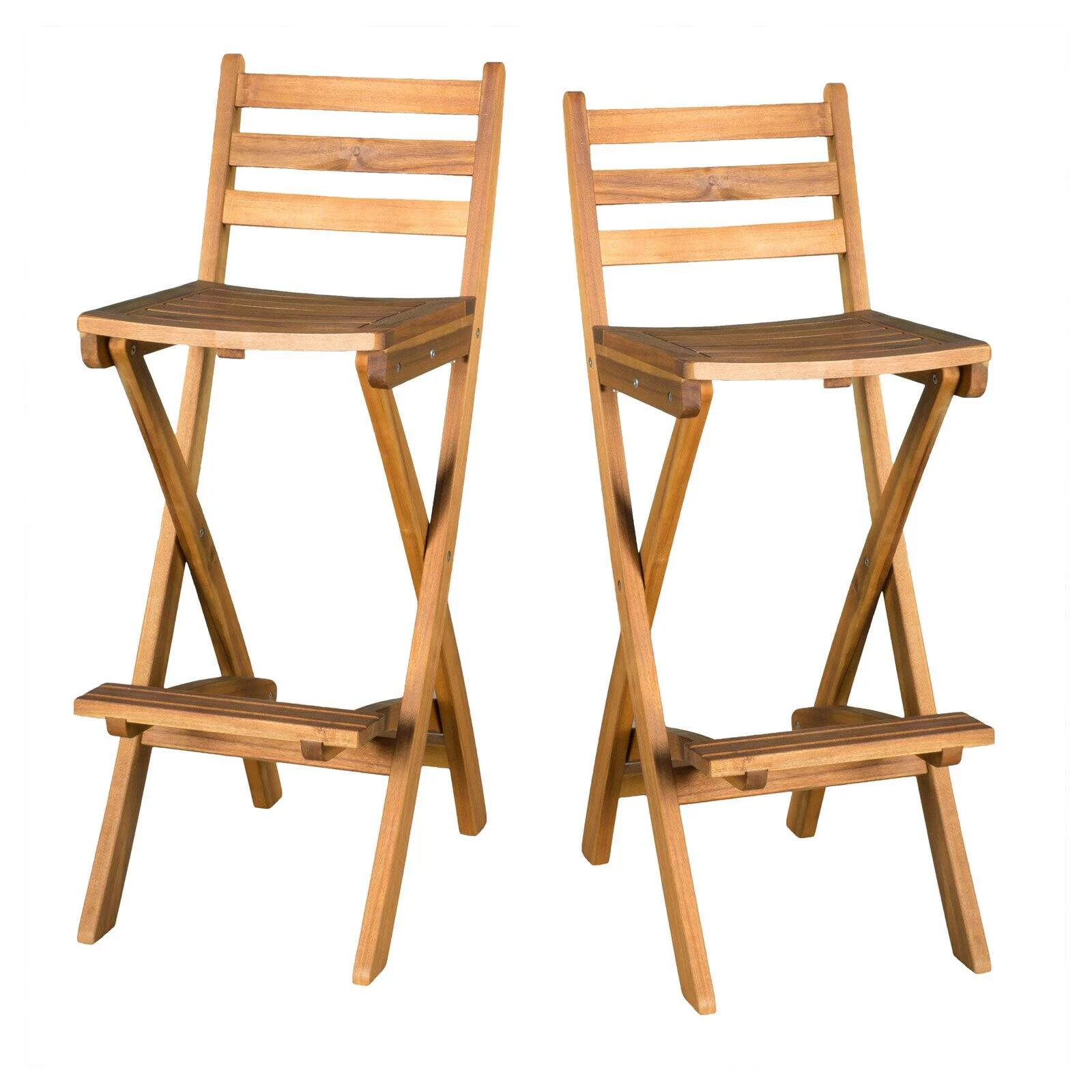 Atlantic 31-Inch Outdoor Folding Wood Bar Stools (Set of 2)