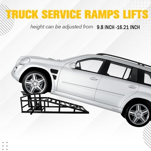 2PCS Hydraulic Car and Truck Service Ramps,11023 Lbs (5 Tons) Capacity, Portable Lifts Ramps for Oil Changes, Adjustable Lift Height 9.8" to 16.21"