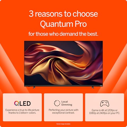 VIZIO 50-inch Quantum Pro 4K 120Hz QLED HDR10+ Smart TV with Dolby Vision, Active Full Array, 240Hz @ 1080p PC Gaming, WiFi 6E, Apple AirPlay