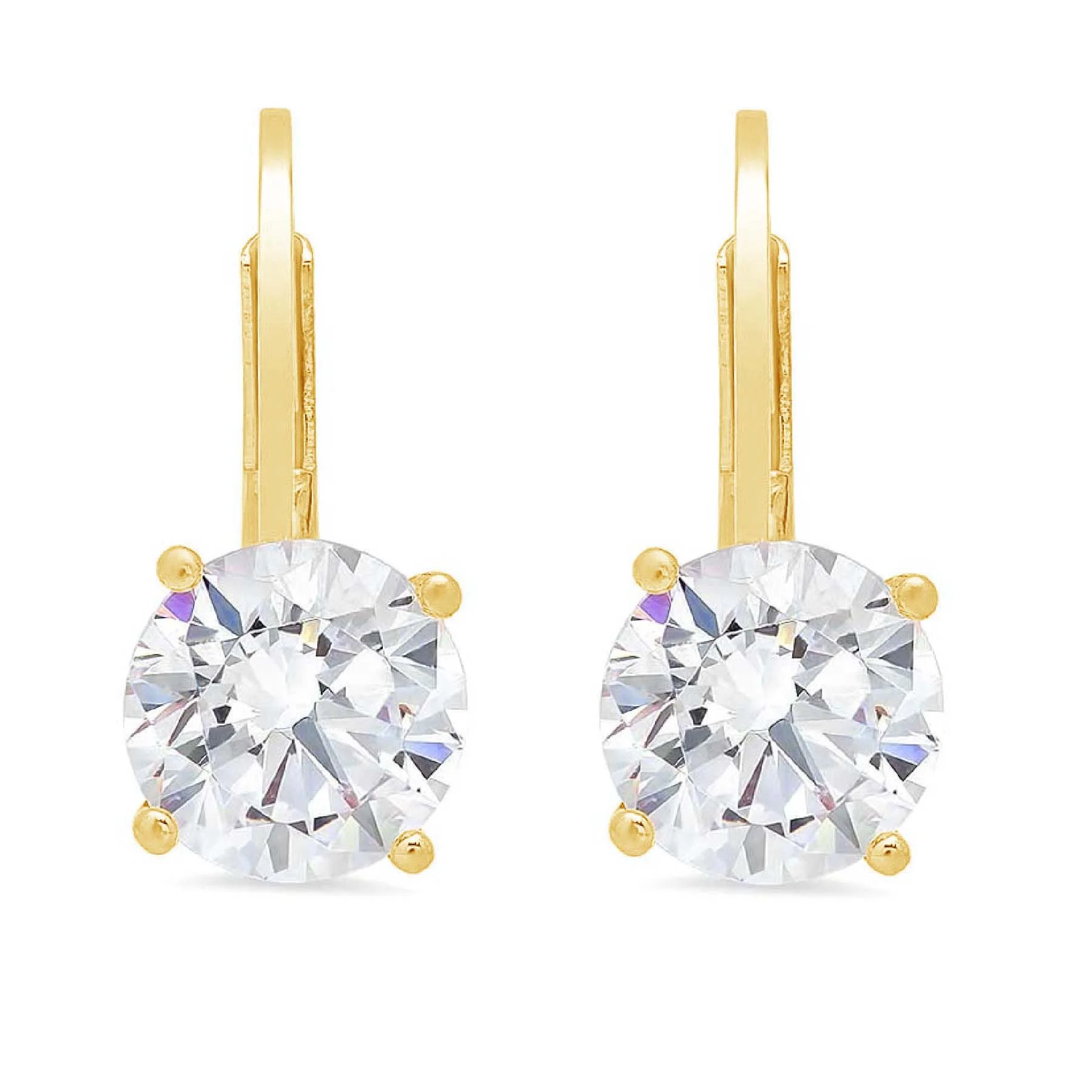 Clara Pucci 3 ct Brilliant Round Cut Drop Dangle VVS1 Genuine Conflict free Blue Natural Swiss Blue Topaz Real Stamped Solid 18K Yellow Gold Earrings
