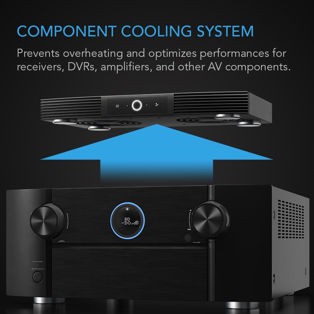 AC Infinity AIRCOM S7, Quiet Cooling Fan System 12 Top-Exhaust for Receivers, Amps, DVR, AV Cabinet Components