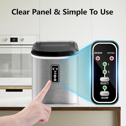 EUHOMY Nugget Ice Maker Countertop with Handle, Ready in 6 Mins, 34lbs Per Day, Removable Top Cover, Auto-Cleaning