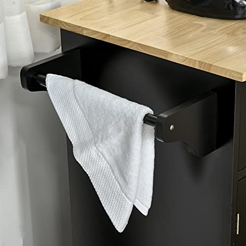 HOMCOM Mobile Kitchen Island with Storage, Kitchen Cart with Wood Top, Storage Drawers, 3-Door Cabinets, Adjustable Shelves and Towel Rack, White