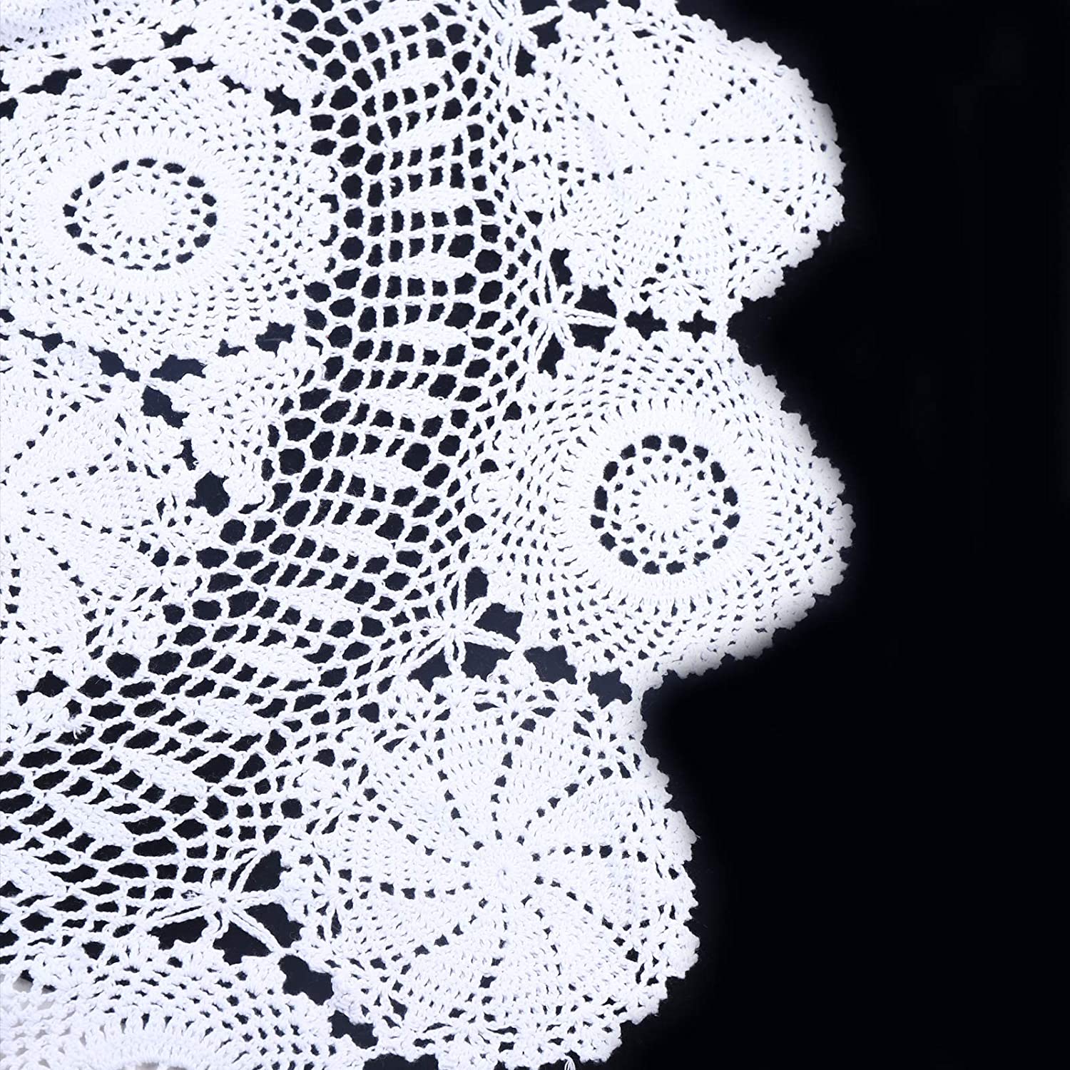 52 inch Table Cloth Round Vintage Crochet Lace Cotton Round Tablecloth for Wedding Party Family White
