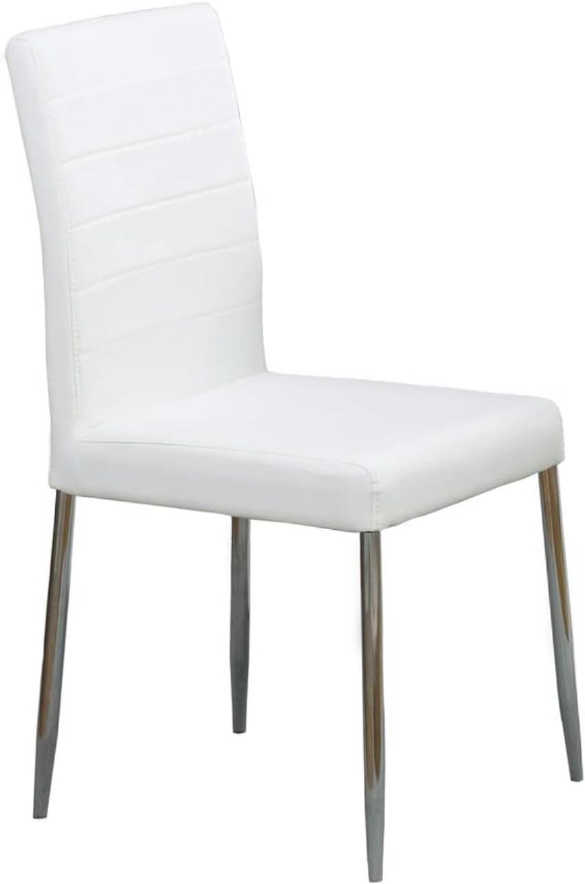 Coaster Furniture Vance Dining Chairs with Vinyl Seat Cushion White and Chrome (Set of 4) 120767WHT