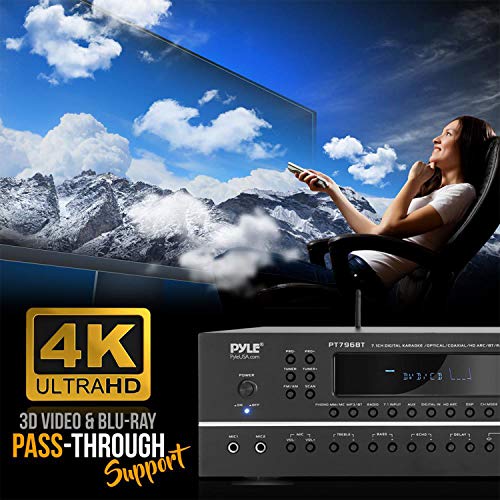Pyle 2000W 7.1-Channel Hi-Fi Bluetooth 5.0 Stereo Amplifier - AV Home Theater Receiver with Radio - USB - RCA - HDMI - MIC IN