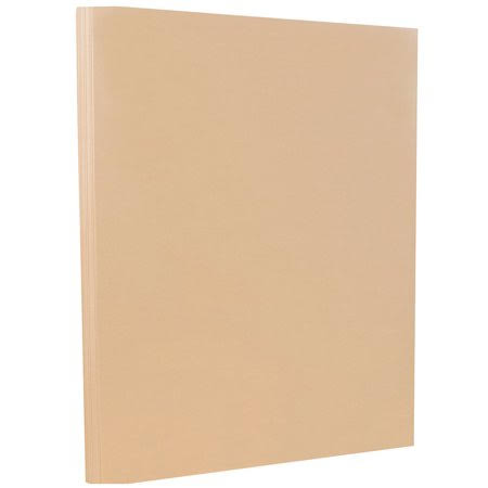 Jam Paper Vellum Bristol Cardstock, 8.5 x 11, 67 lb Tan, 250 Sheets/Pack, White