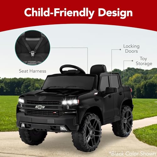 Best Choice Products 12V Licensed Chevrolet Silverado Ride On Truck, Electric Car Toy w/Parent Remote Control, Truck Bed Storage, Bluetooth Speaker