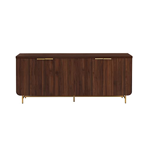 Walker Edison Reema Fluted 4-Door Kitchen Sideboard Buffet Console, 69 Inch, Coastal Oak