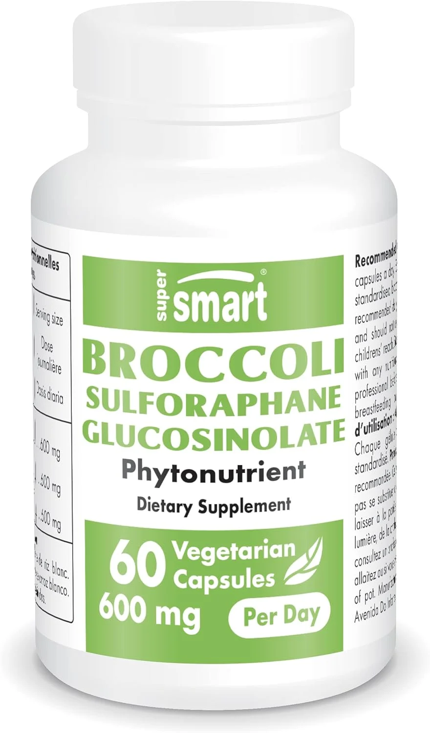 Supersmart - Broccoli Sulforaphane Glucosinolate 600mg per Day (High Strength) - 10% SGS with Myrosinase