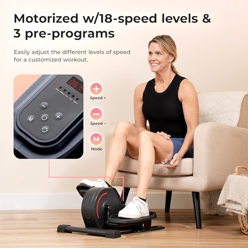 Sunny Health & Fitness Sitting Under Desk Elliptical Exerciser, Portable Pedal Training Machine for Senior Exercise, Peddler for Home Workout