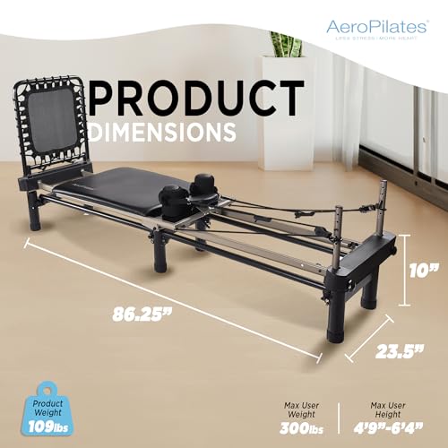 Stamina Pilates Reformer, Home Workout Equipment, AeroPilates Premier - Portable Exercise Machine for Strength and Fitness Training