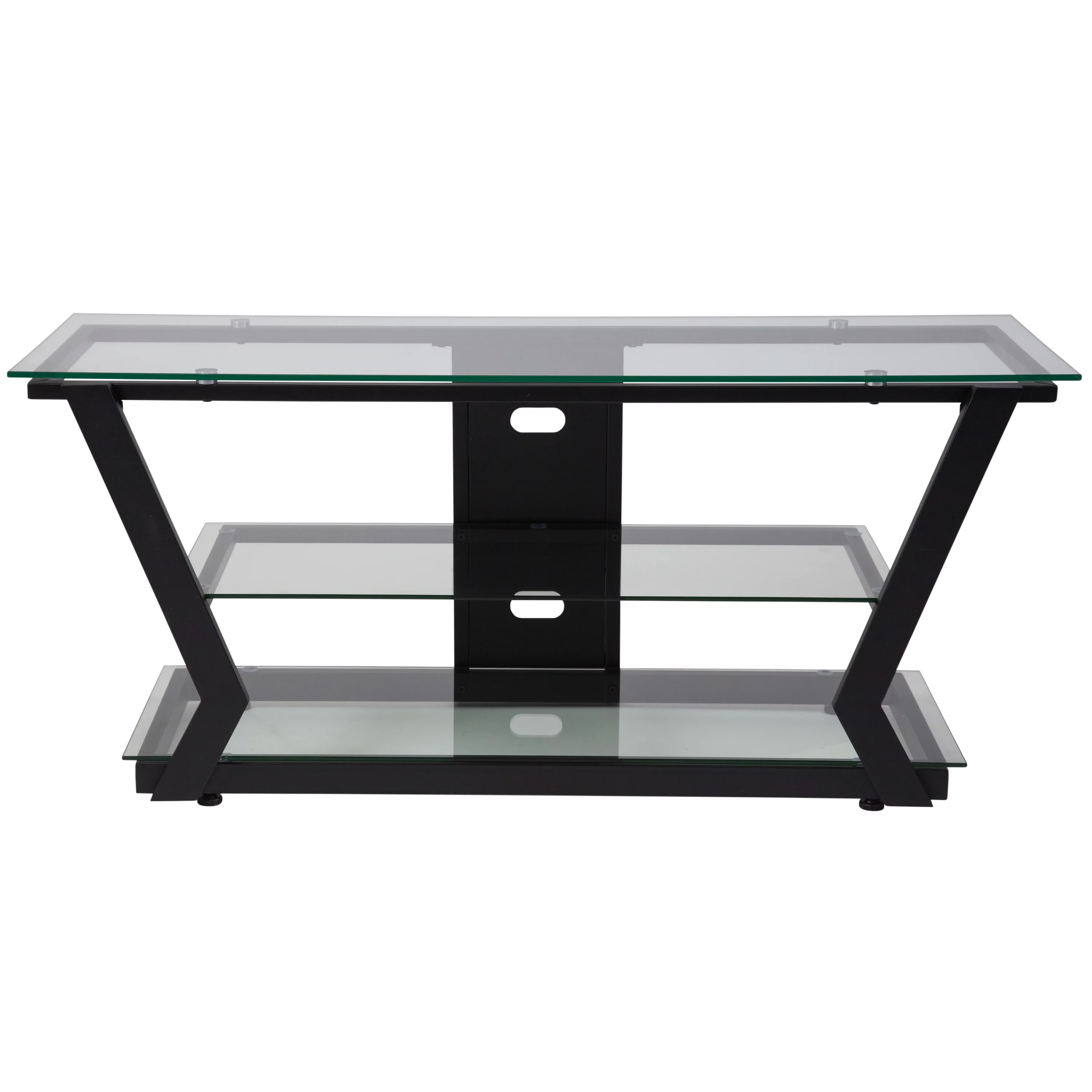 Flash Furniture Harbor Hills Glass TV Stand with Black Metal Frame, for TVs up to 50"